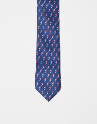 ASOS DESIGN ASOS DESIGN slim tie with rugby pattern in navy