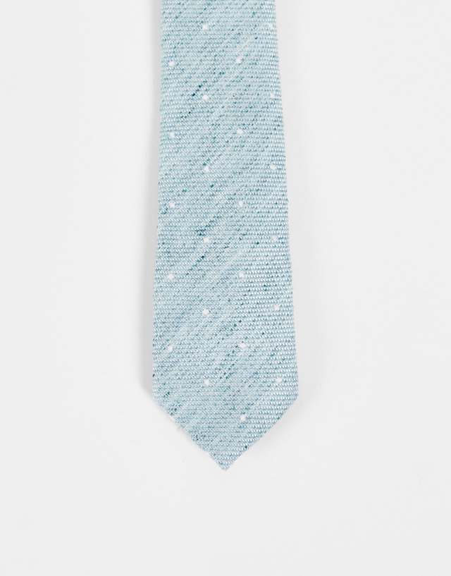 ASOS DESIGN slim tie with texture and polka dot detail in mint