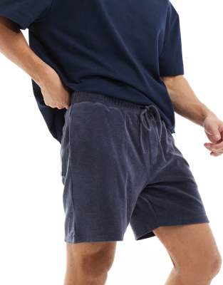 Asos Design Slim Towelling Shorts In Gray In Gray
