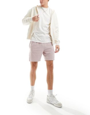 ASOS DESIGN slim towelling shorts in lilac