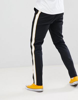 white trousers with black side stripe