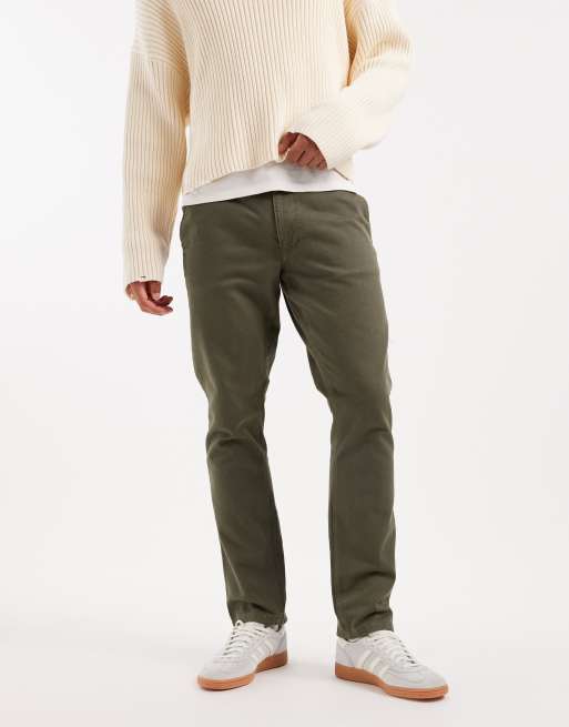 ASOS DESIGN slim trousers in khaki ripstop