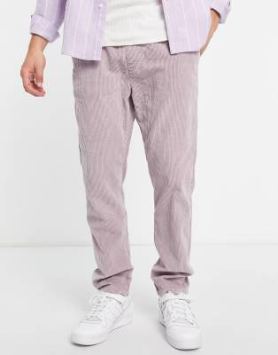 ASOS DESIGN slim trousers in purple cord with acid wash - ASOS Price Checker