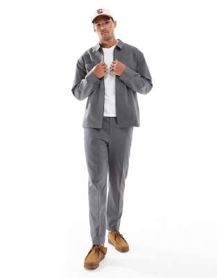 ASOS DESIGN slim trucker smart set in gray twill - view 1