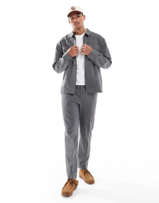 ASOS DESIGN slim trucker smart set in grey twill