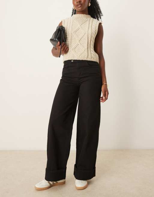 ASOS DESIGN slim turn up jeans in mid blue