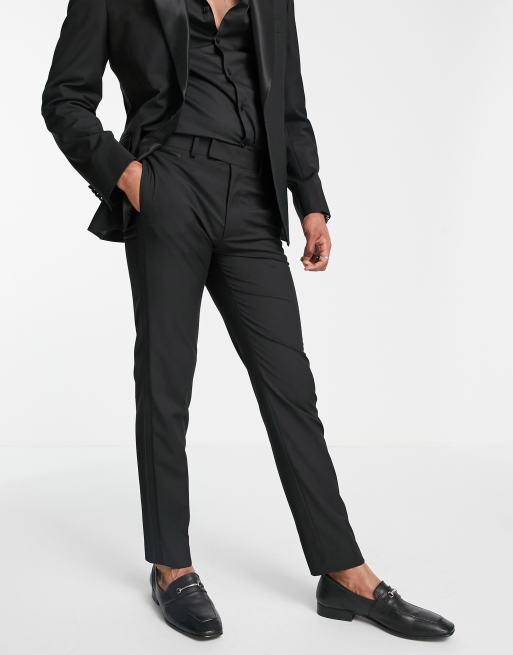 ASOS DESIGN slim tuxedo in black suit pants