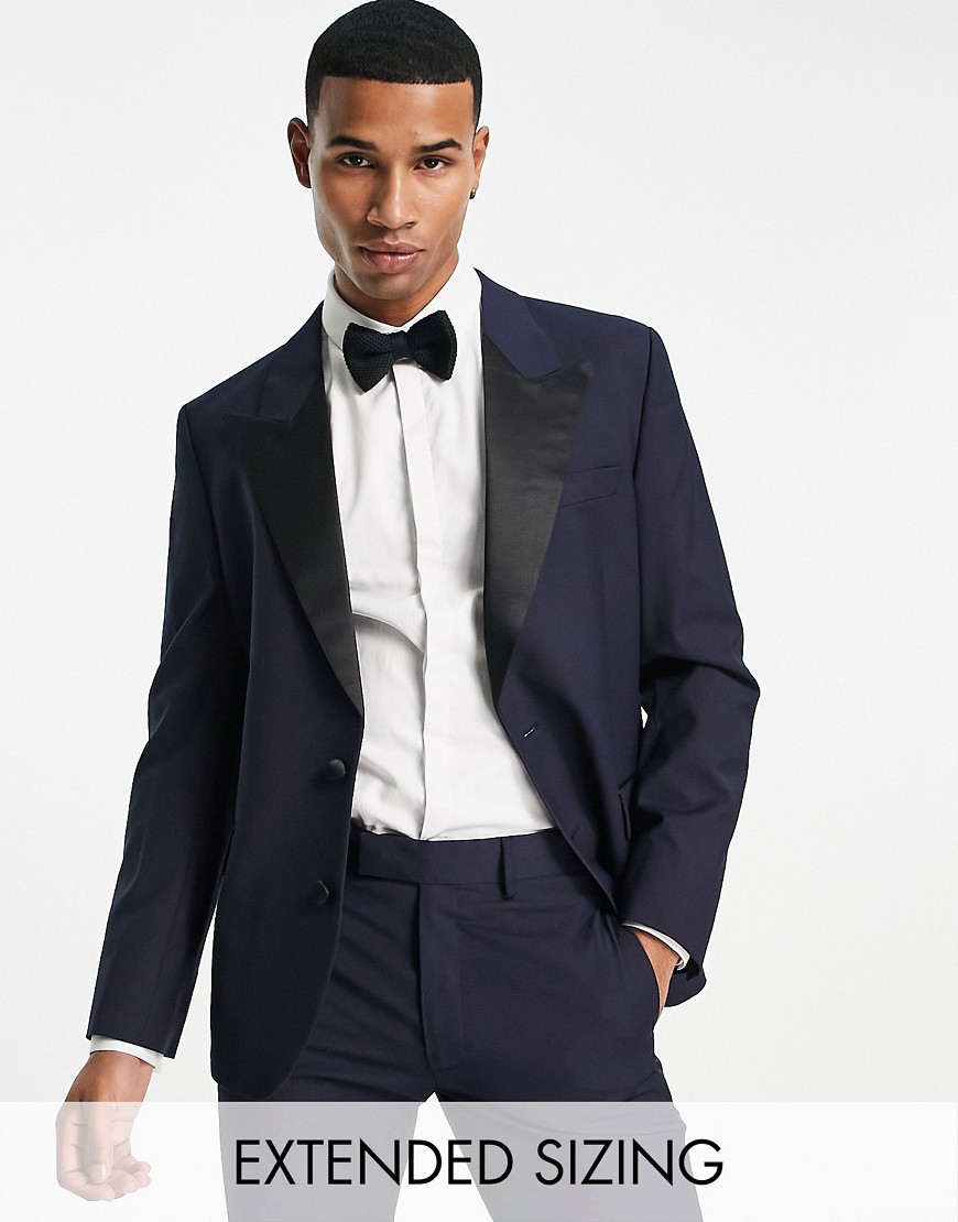 ASOS DESIGN slim tuxedo in navy suit jacket