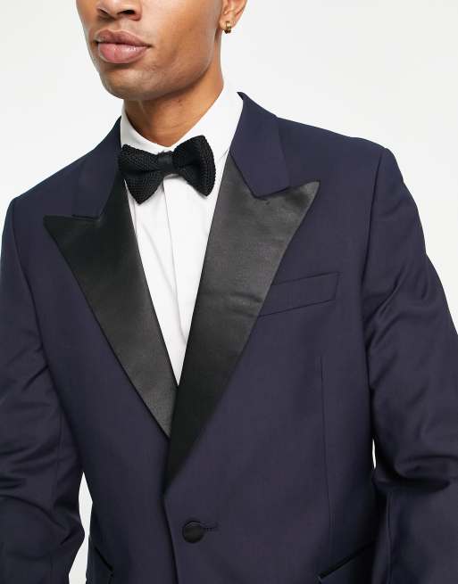 ASOS DESIGN slim tuxedo in navy suit jacket