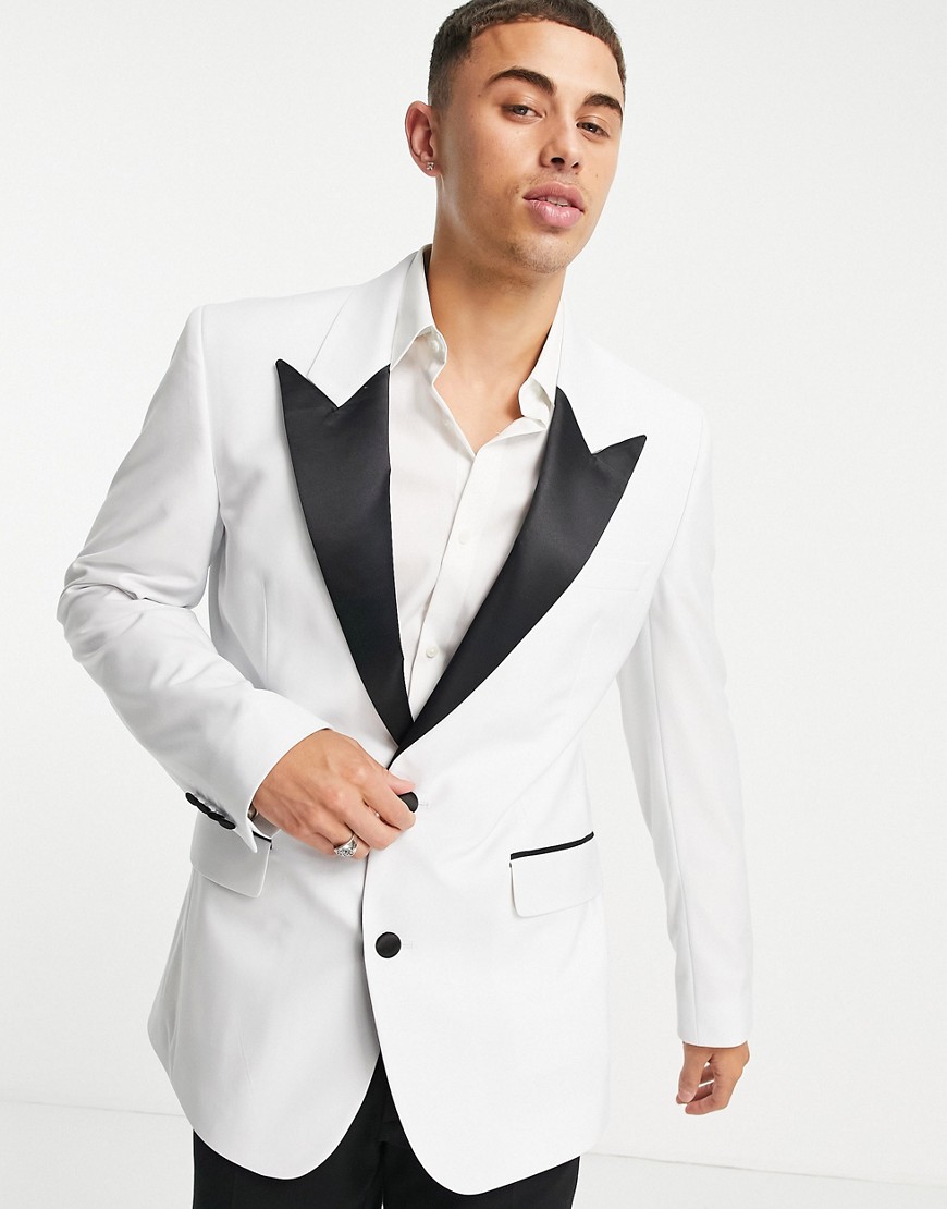 ASOS DESIGN slim tuxedo in white suit jacket