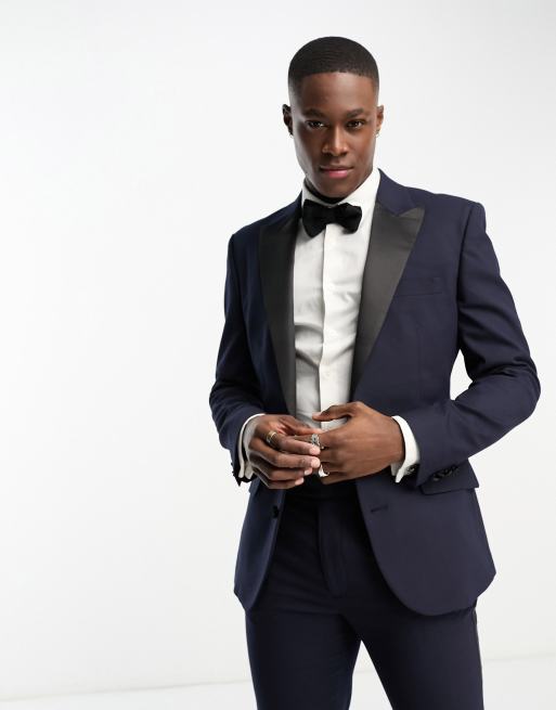 ASOS DESIGN slim tuxedo jacket in navy