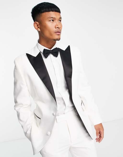 ASOS DESIGN super skinny tuxedo suit pants in black