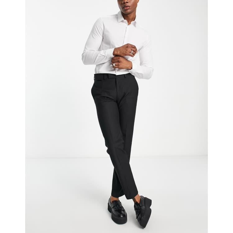 Dobell Black Tuxedo Pants with Satin Side Stripe