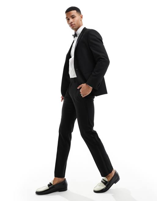 ASOS DESIGN slim tuxedo pants in black