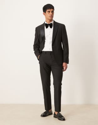 Asos Design Slim Tuxedo Pants In Black