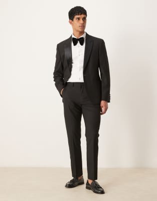 slim tuxedo pants in black