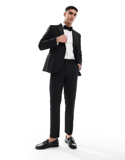 ASOS DESIGN slim tuxedo pants in black - view 1