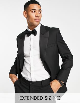 ASOS DESIGN slim tuxedo suit jacket in black - ASOS Price Checker