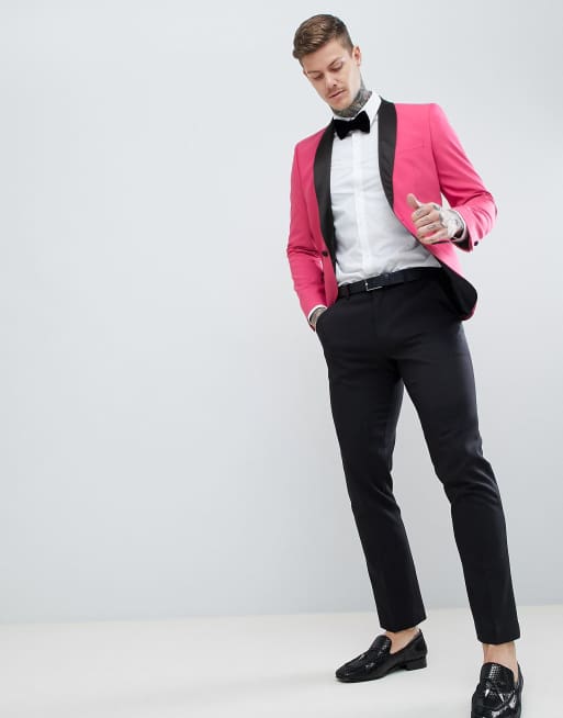 Pink tuxedo jacket on sale with black lapels