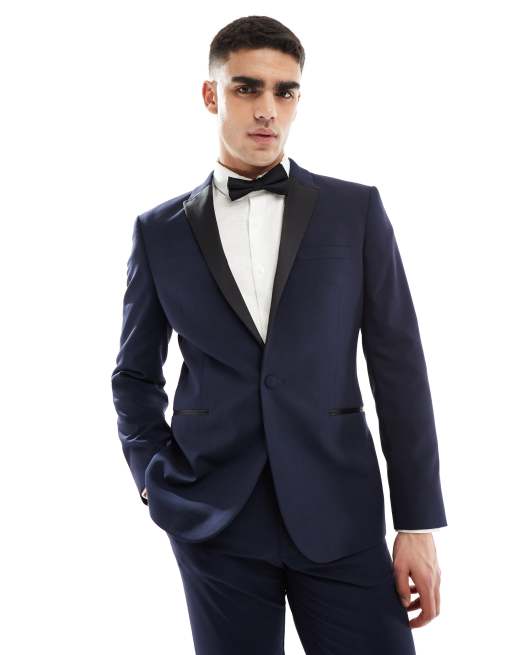 ASOS DESIGN slim tuxedo suit jacket in navy