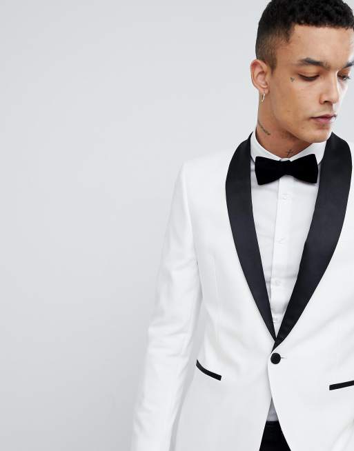 White suit jacket with black clearance trim