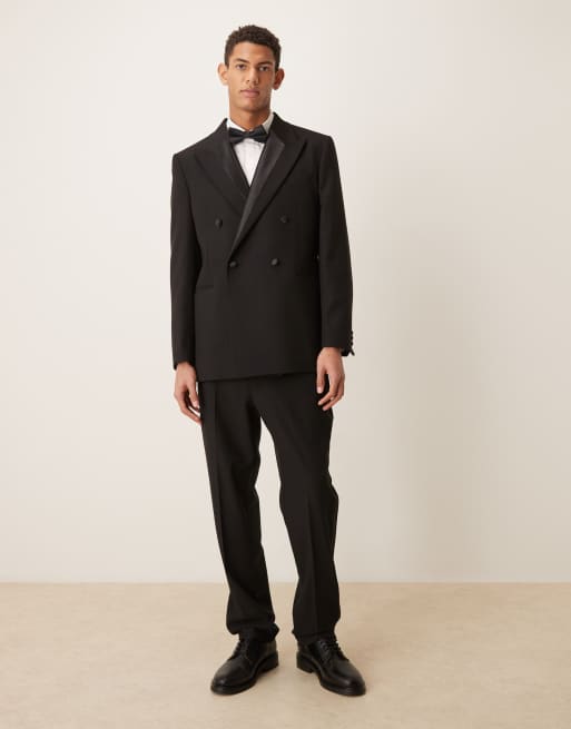 ASOS DESIGN slim tuxedo suit jacket with satin detail in black, 2 of 5