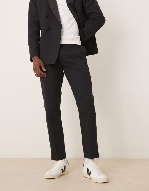 ASOS DESIGN slim tuxedo suit pants in black texture