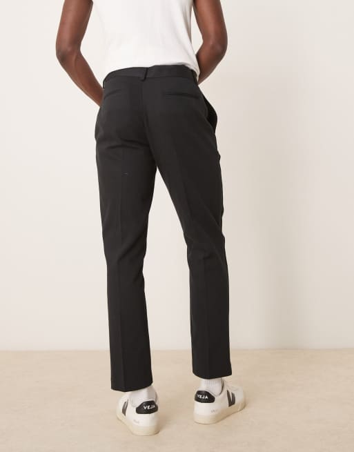 ASOS DESIGN slim tuxedo suit pants in black texture