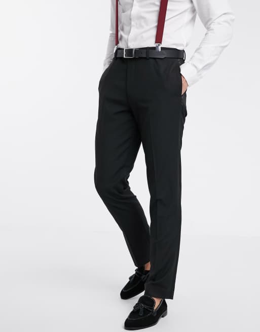 ASOS DESIGN slim tuxedo suit pants in black