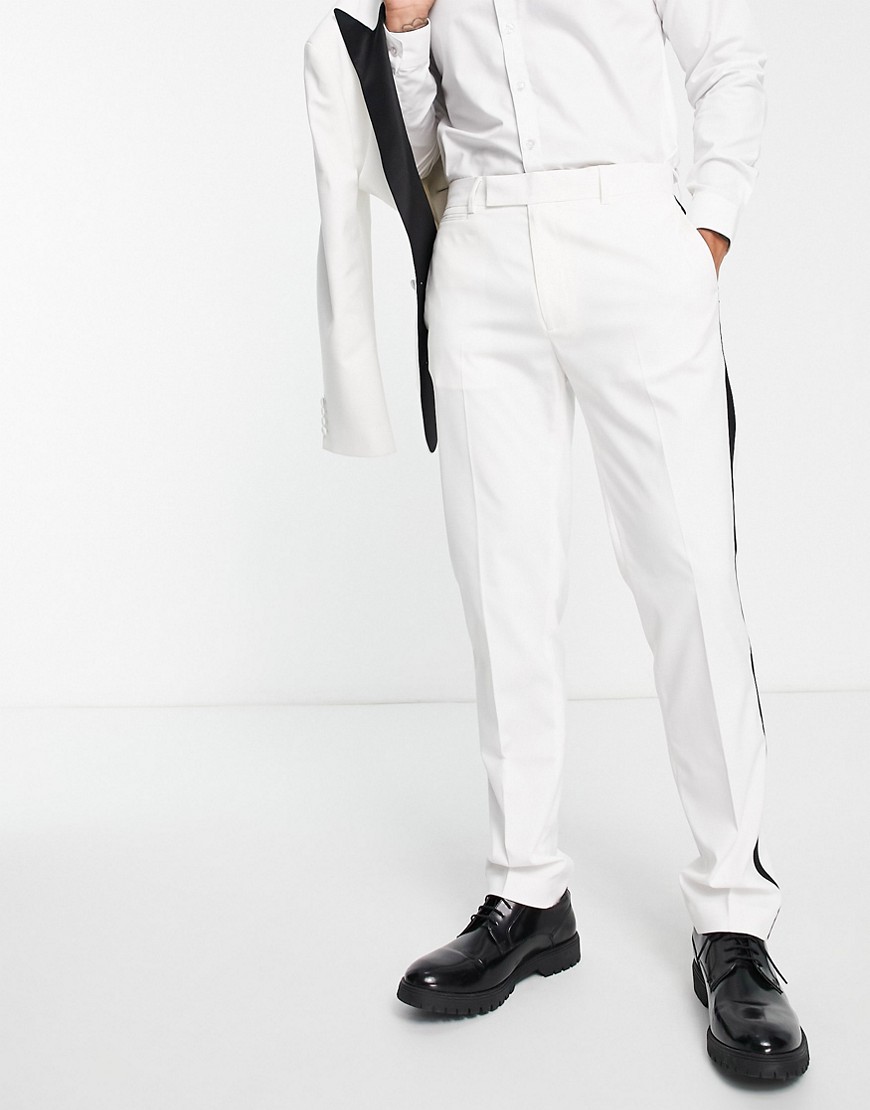 ASOS DESIGN slim tuxedo suit pants in white