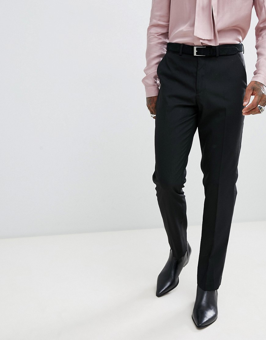 ASOS DESIGN slim tuxedo suit trousers in black