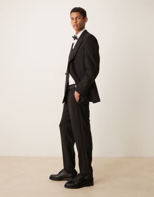 ASOS DESIGN slim tuxedo suit trousers with satin detail in black, 3 of 5