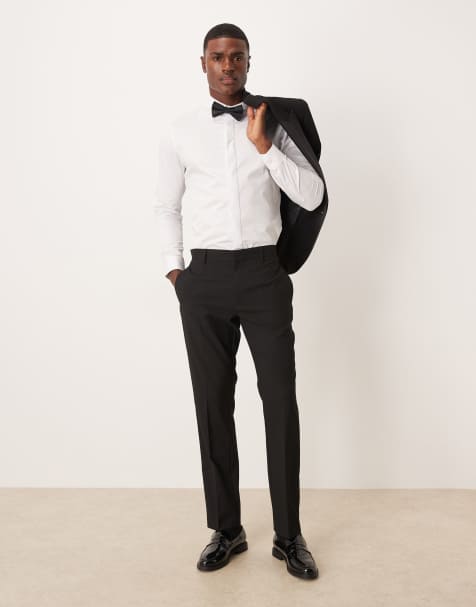 ASOS DESIGN slim tuxedo trousers in black