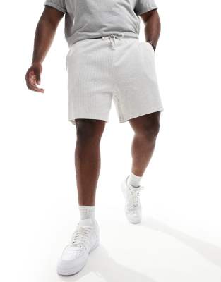 slim waffle knit shorts in heather gray-White