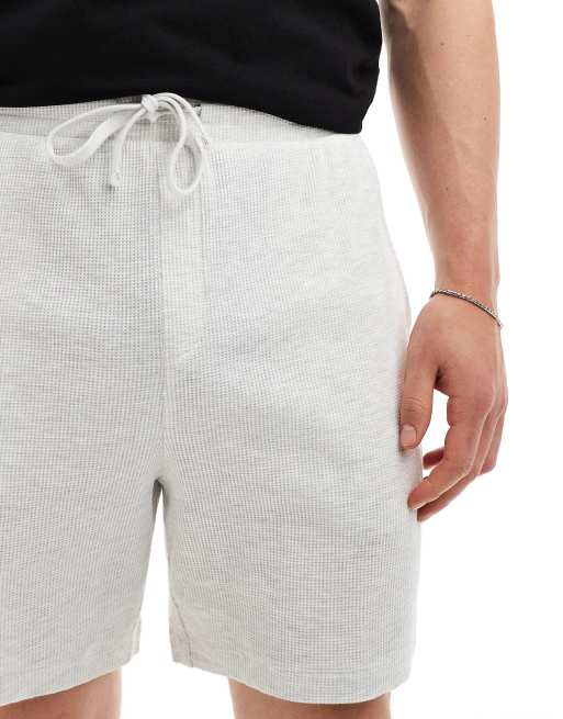 ASOS DESIGN slim waffle knit shorts in heather gray, 4 of 5