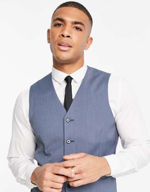 ASOS DESIGN slim waistcoat in blue