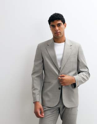 Asos Design Slim Washable Wool Blend Suit Jacket In Gray
