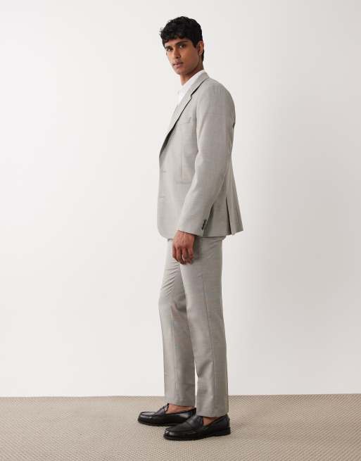light gray slim fit dress pants Zegarie Suit Separates Light Grey Solid Men's Dress Pants