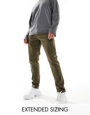 ASOS DESIGN slim washed chino in dark khaki - view 1