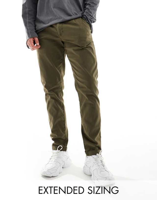 ASOS DESIGN - slim washed chino in dark khaki