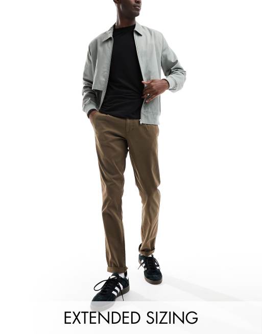 ASOS DESIGN slim washed chinos in khaki