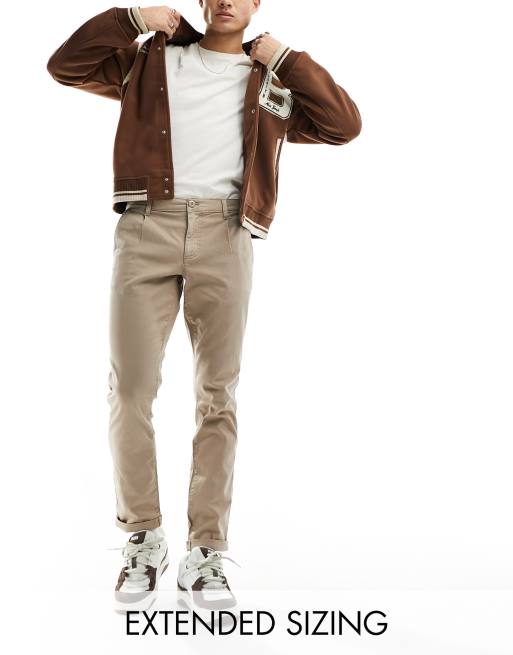 ASOS DESIGN slim washed chinos in stone