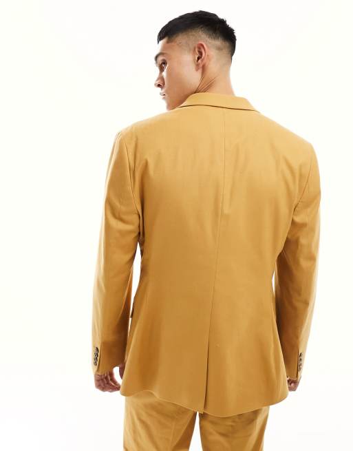ASOS DESIGN slim with linen suit jacket in rust