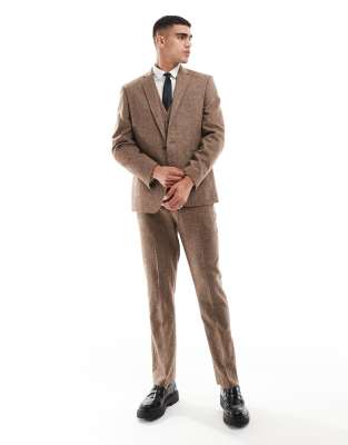 asos ASOS DESIGN slim wool blend suit in brown