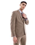 [ASOS DESIGN] ASOS DESIGN slim wool blend suit jacket in beige-Neutral Chest 46 Regular Fawn