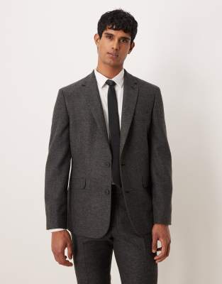 ASOS DESIGN slim wool blend suit jacket in charcoal-Gray