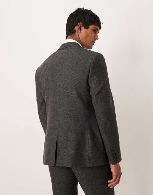 ASOS DESIGN slim wool blend suit jacket in charcoal, 3 of 5