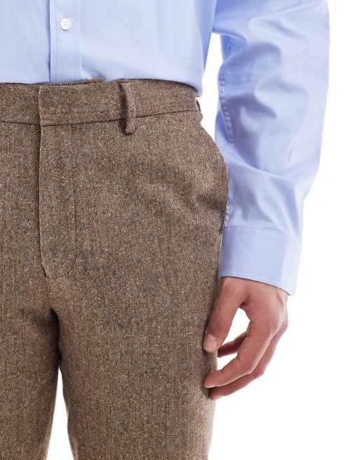 ASOS DESIGN slim wool blend suit pants in beige, 3 of 5