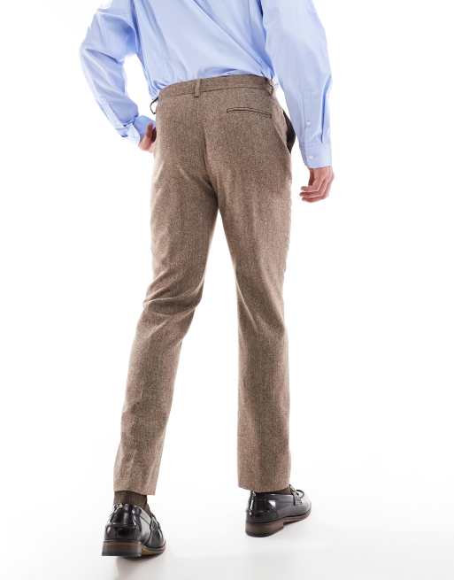 ASOS DESIGN slim wool blend suit pants in beige