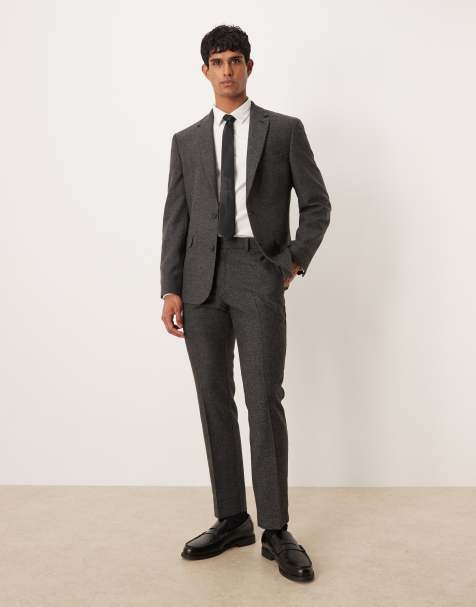ASOS DESIGN slim wool blend suit pants in charcoal - view 1